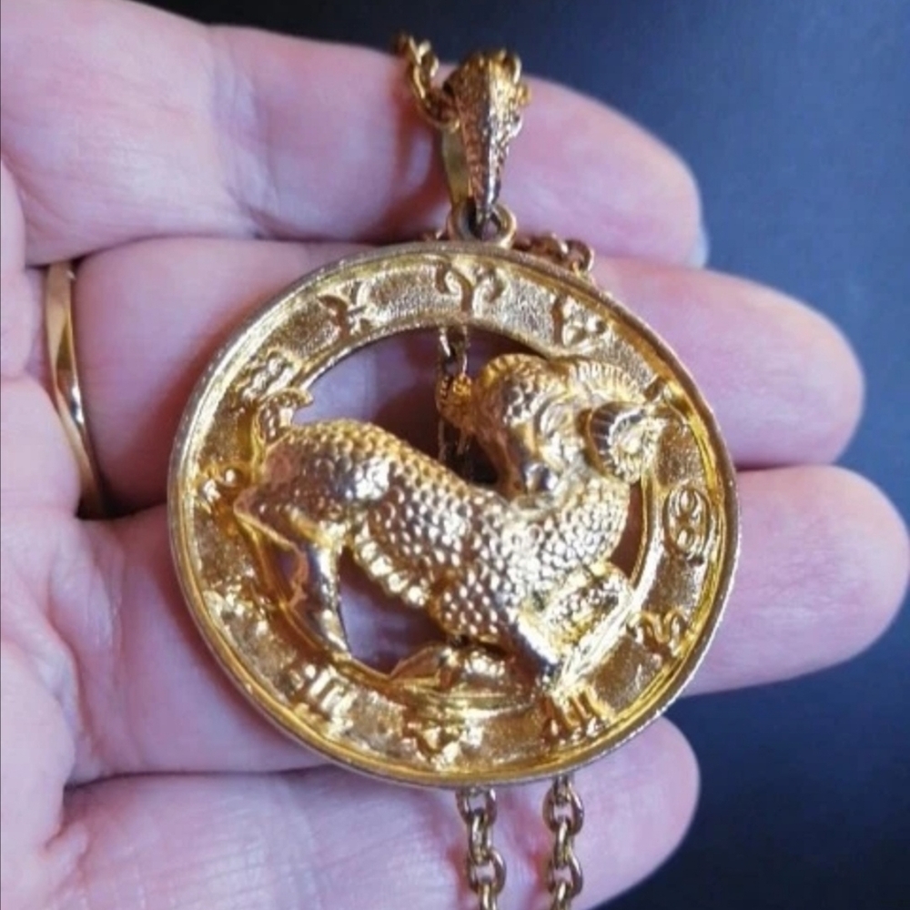 Sherman Gold-plated Ram Pendant Necklace Unisex Zodiac Aries